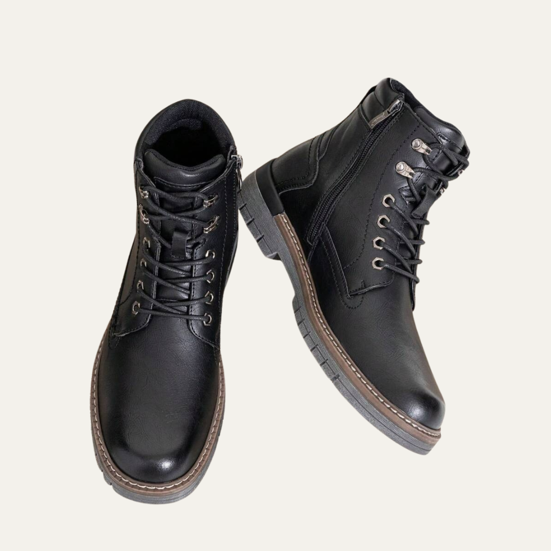 Mens Combat Boots Lace-Up Military Style Lug Sole - BritishMode