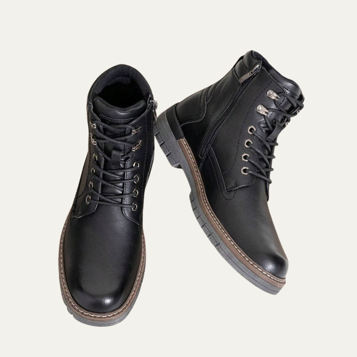 Mens Combat Boots Lace-Up Military Style Lug Sole - BritishMode