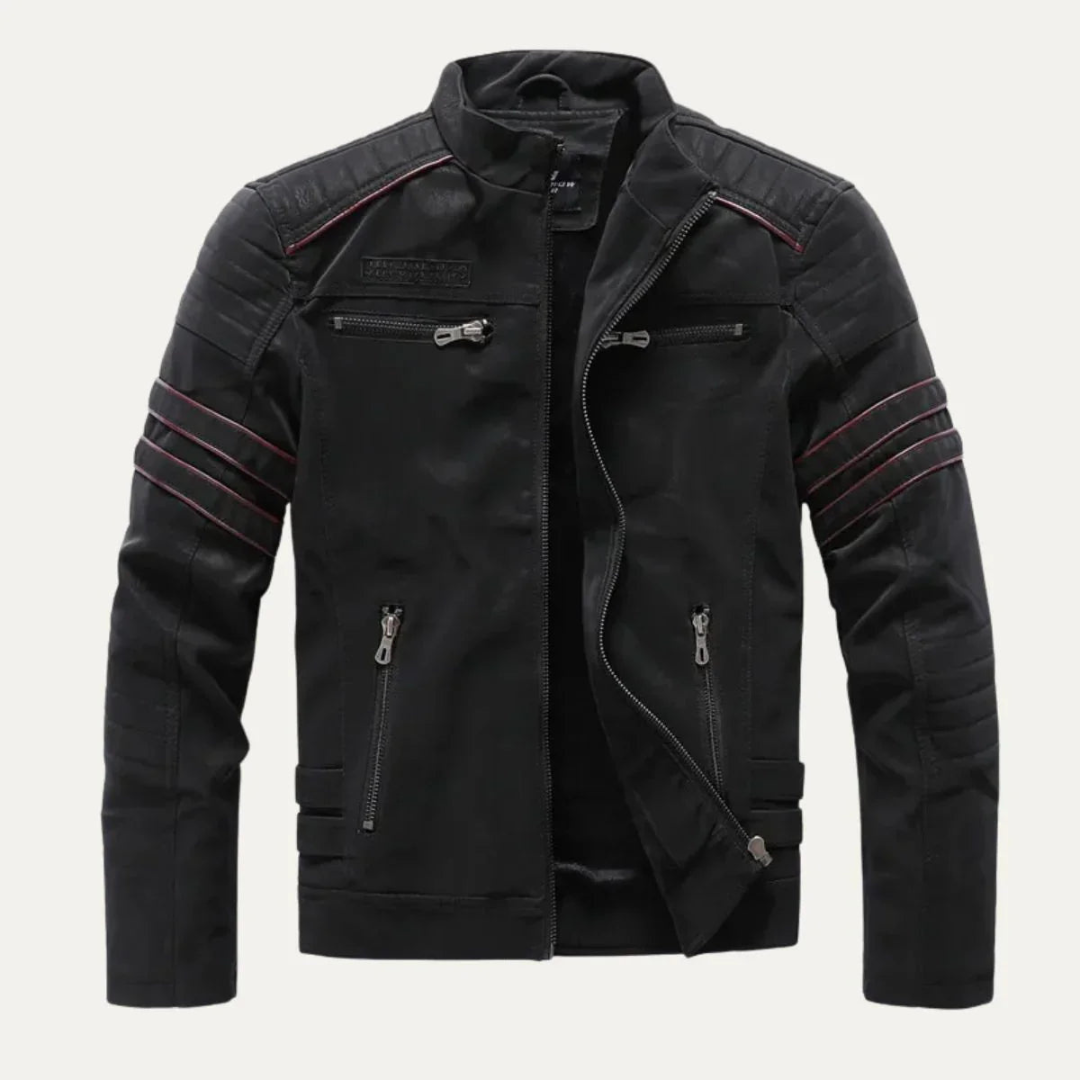 Mens Motorcycle Jacket with Zip Fitted Style
