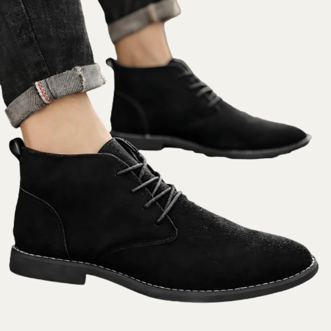 Mens Chukka Boots Suede Look Minimalist Lace-Up - BritishMode