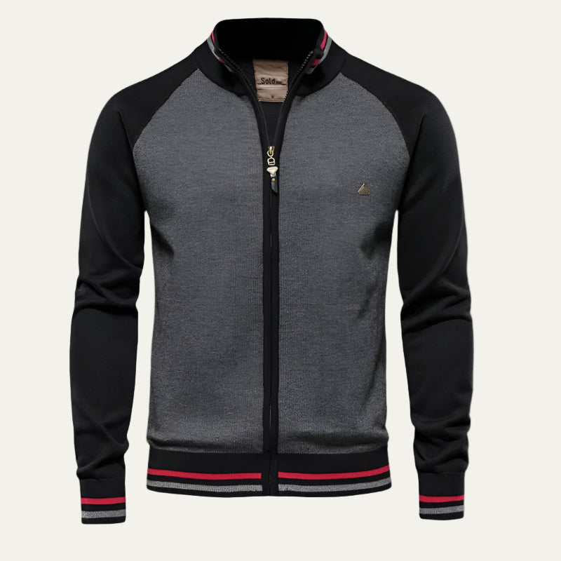 Mens Full Zip Jacket Raglan Sleeve Color Block