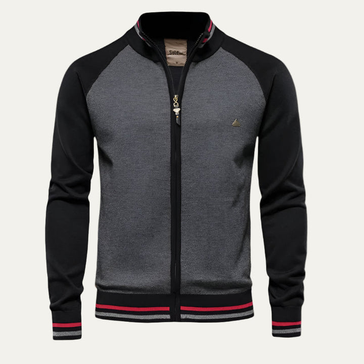 Mens Full Zip Jacket Raglan Sleeve Color Block