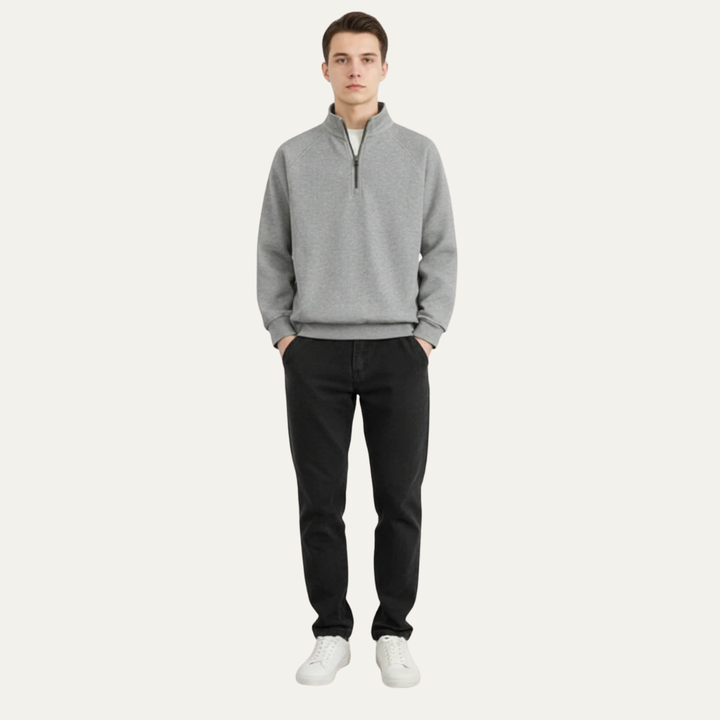 Mens Quarter Zip Sweater Soft Fleece Fit - BritishMode