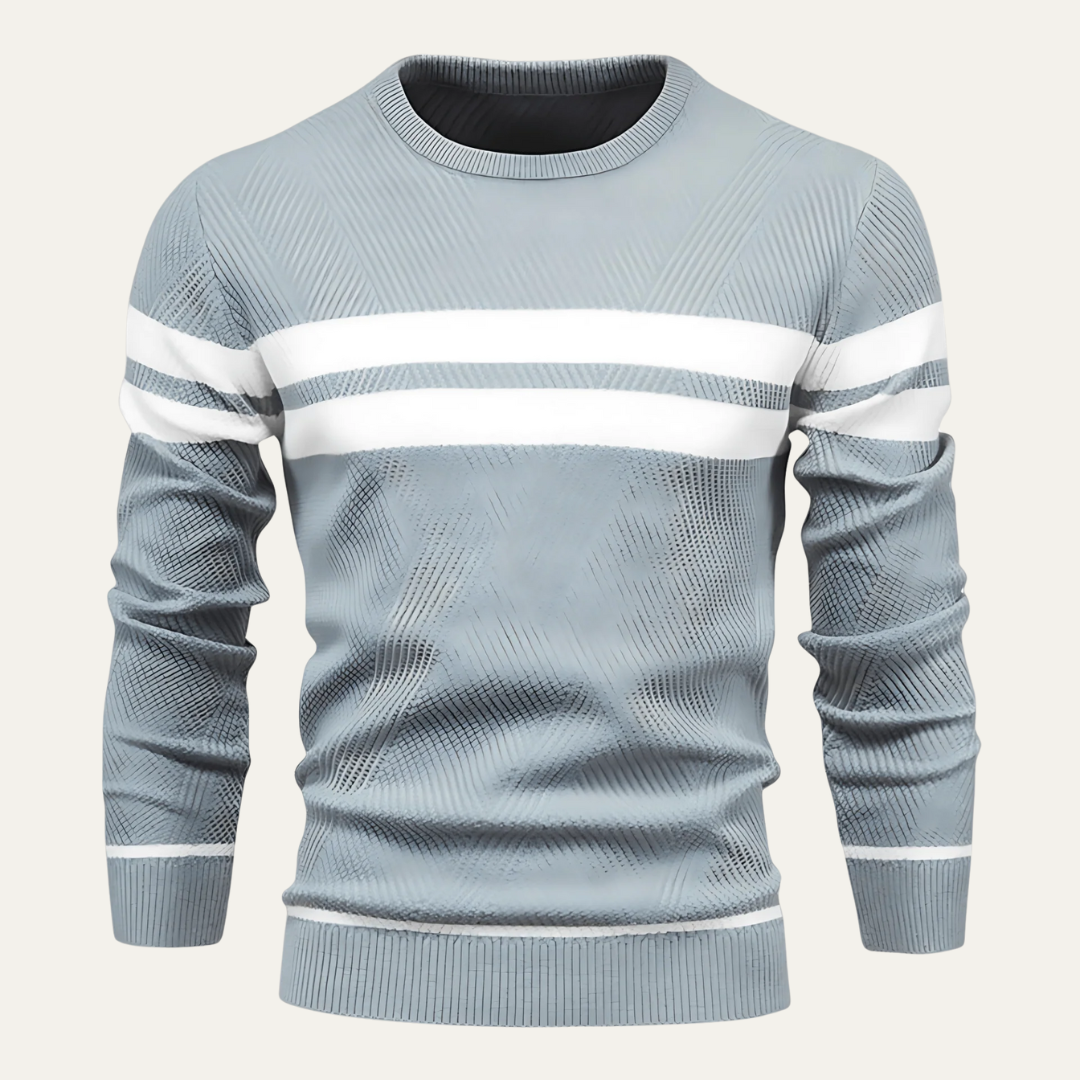 Mens Knit Sweater Textured Double Stripe - BritishMode