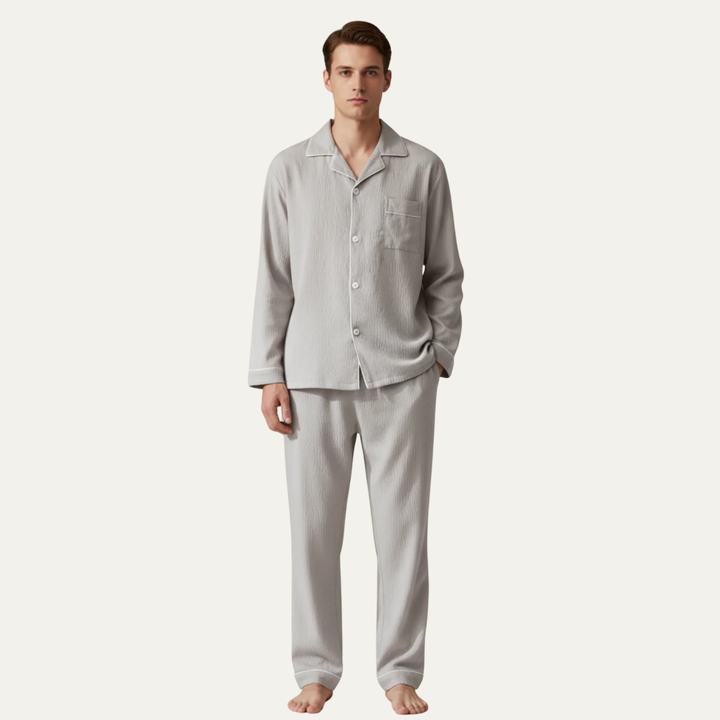 Mens Pajama Set with Notched Collar Classic Fit - BritishMode