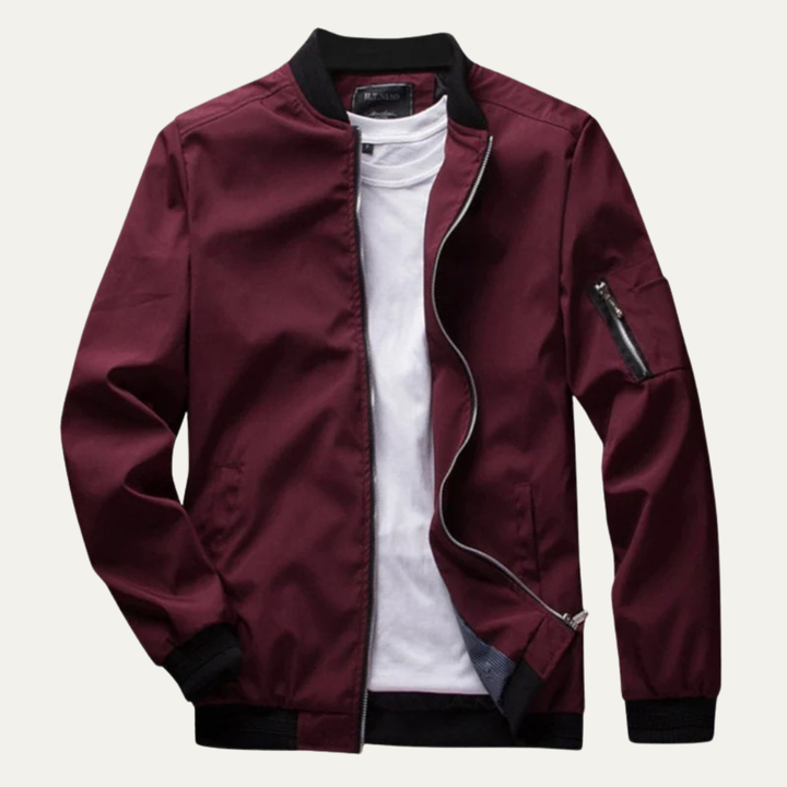 Mens Bomber Jacket Zip Front Practical Pocket