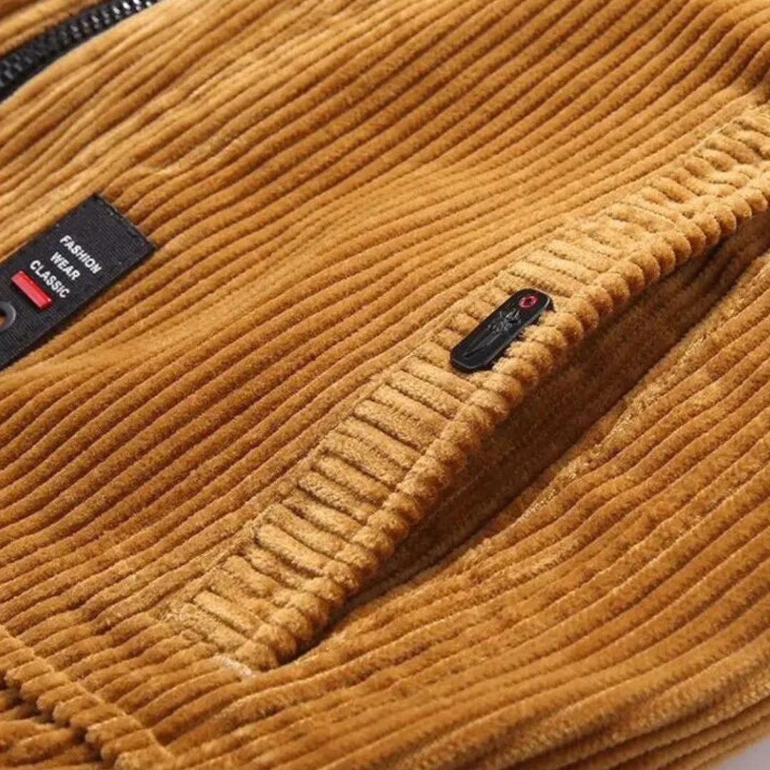 Mens Corduroy Bomber Jacket Plush Collar