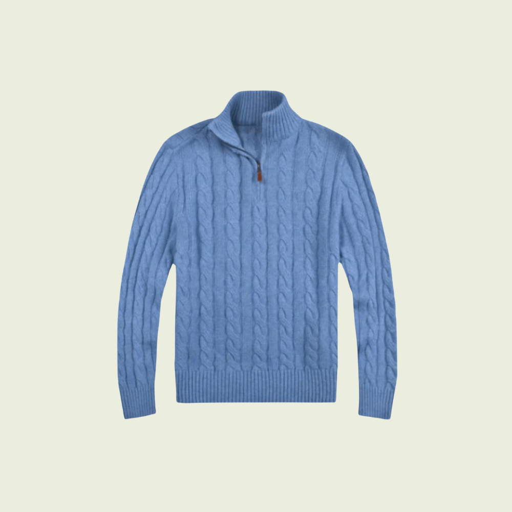 Mens Cable Knit Sweater Heavy Quarter Zip
