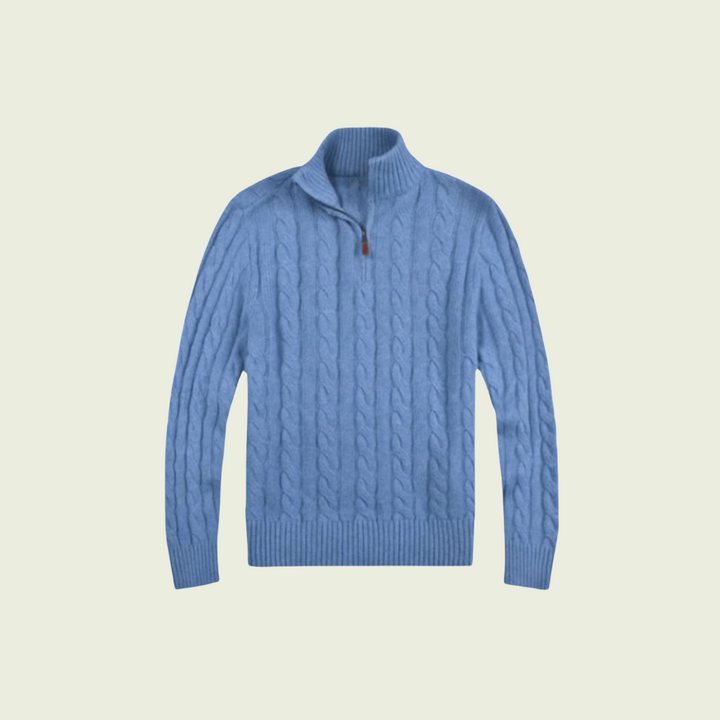 Mens Cable Knit Sweater Heavy Quarter Zip