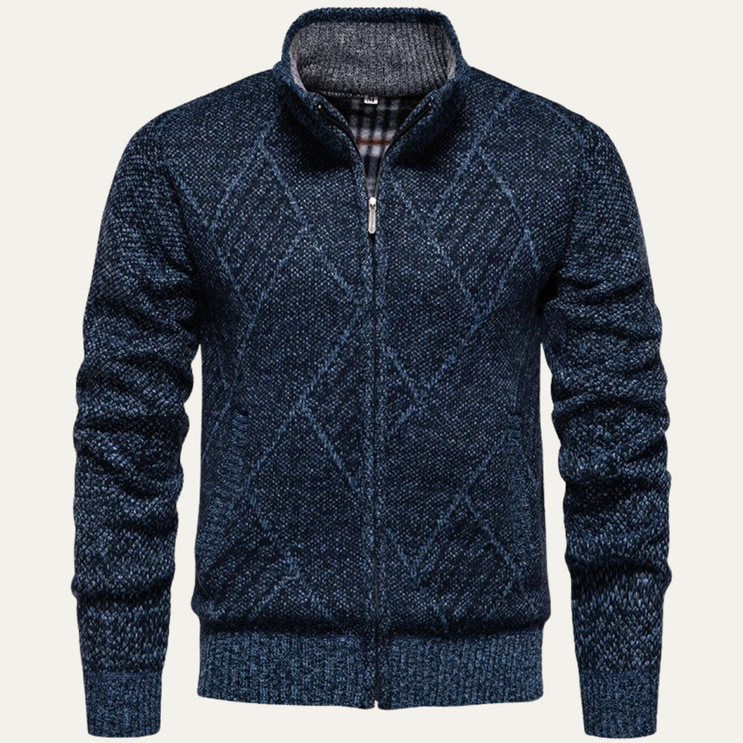 Mens Casual Knit Zip-Up Jacket Winter Style