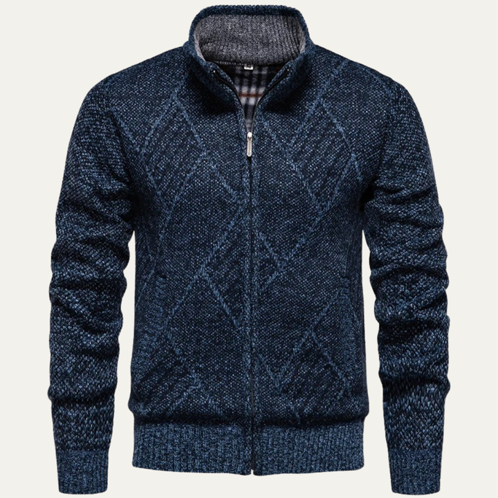 Mens Casual Knit Zip-Up Jacket Winter Style