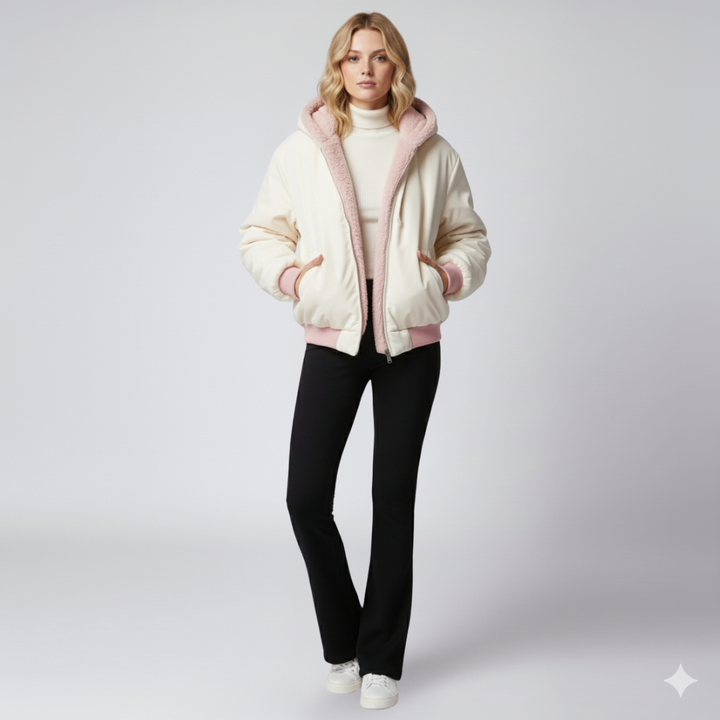 Womens Winter Jacket Reversible Oversized Zip-Up Outerwear