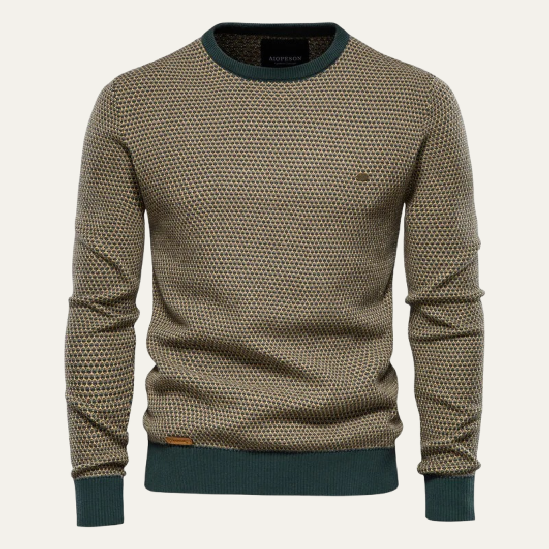 Mens Knit Jumper with Contrast Trim Winter Warm Fit - BritishMode
