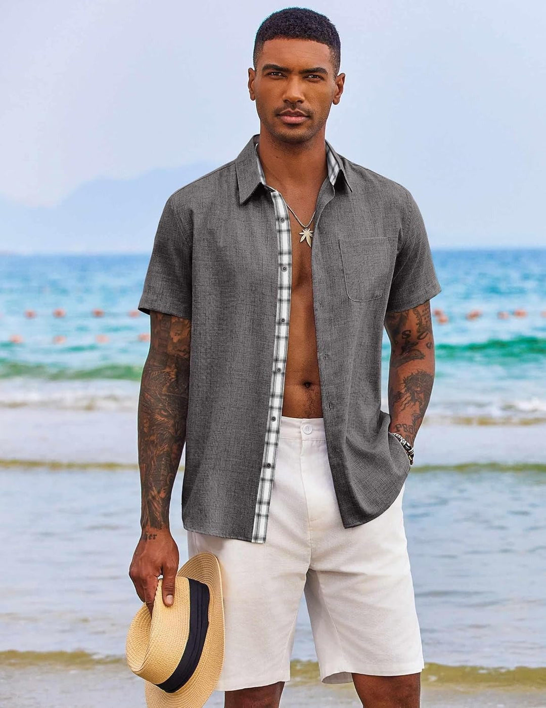 Mens Casual Beach Shirt Relaxed Fit