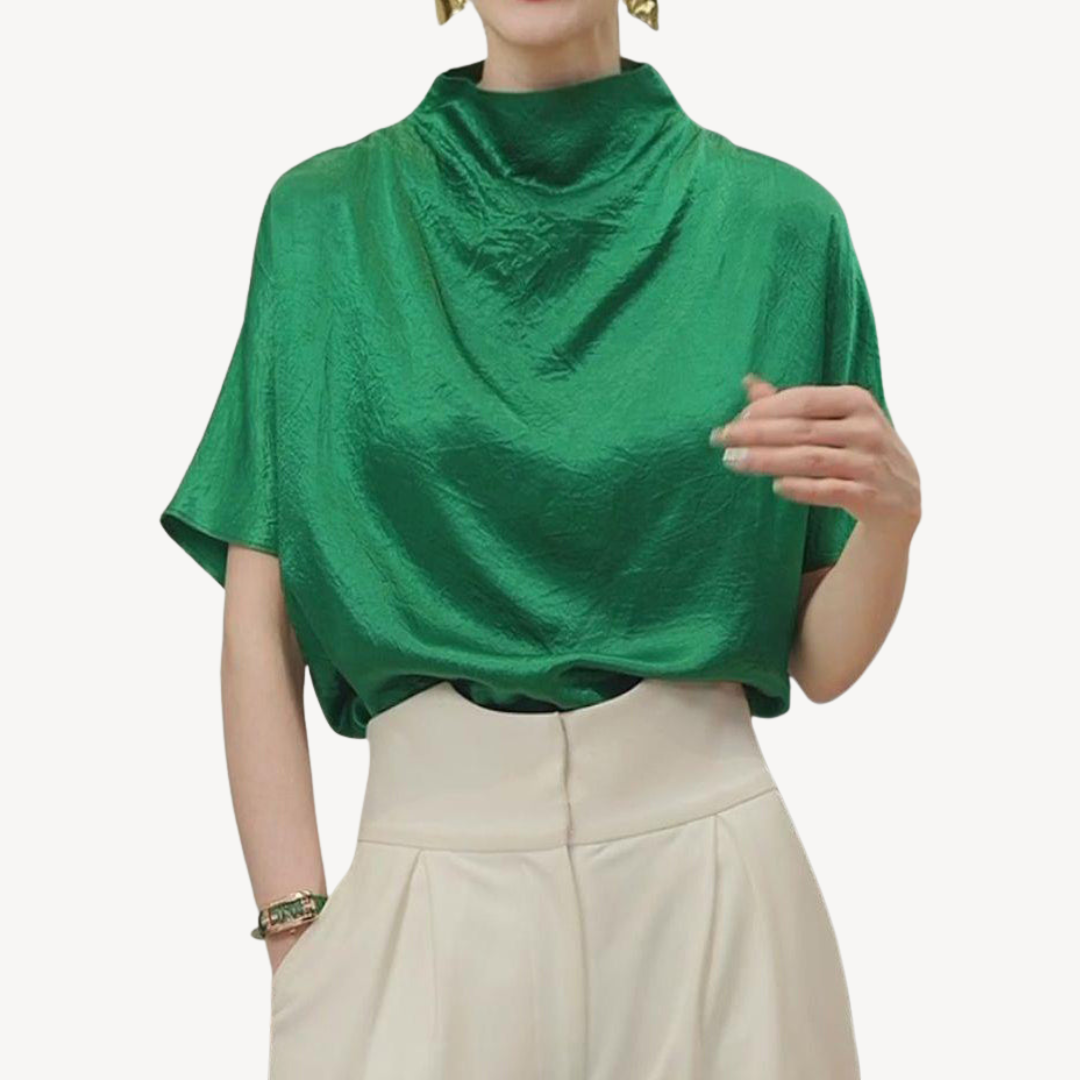 Womens Satin Top High-Neck - BritishMode