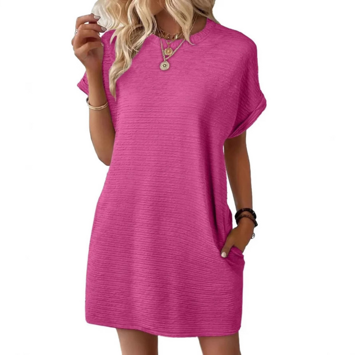 Womens Mini Dress with Short Sleeve and Pockets - BritishMode