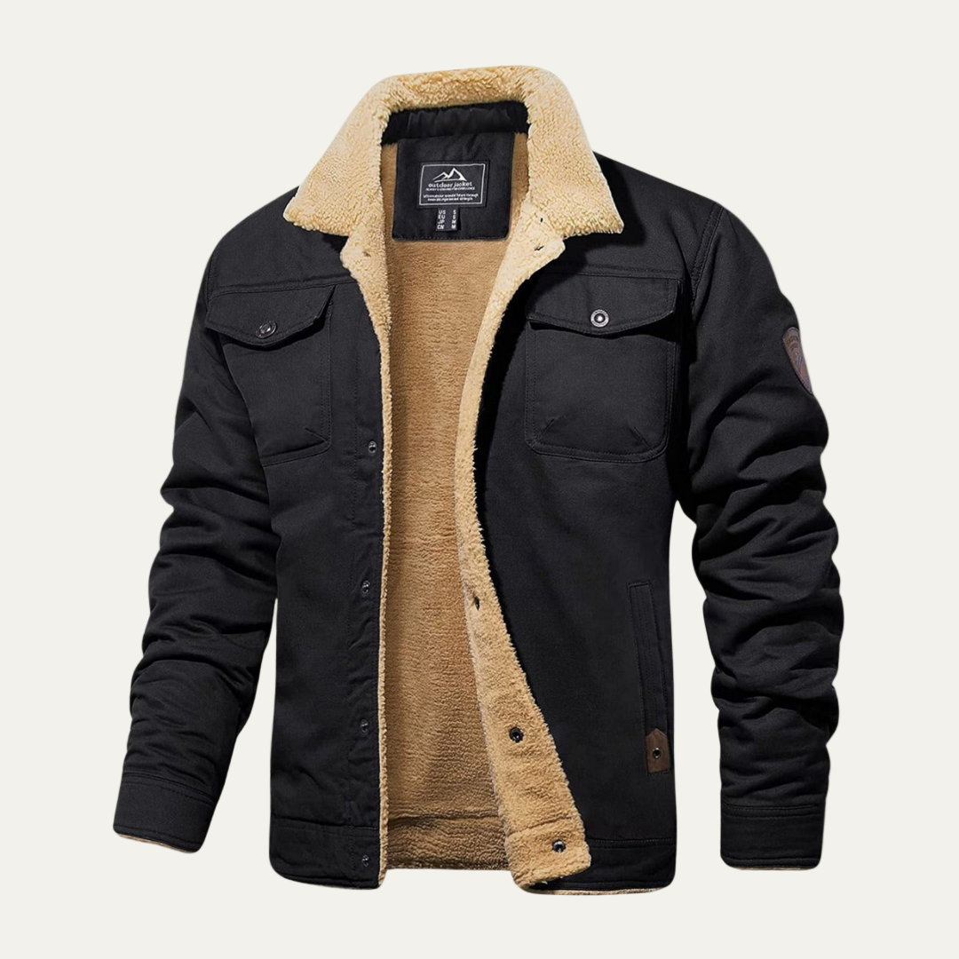 Mens Utility Jacket Faux Shearling Lined Heavy