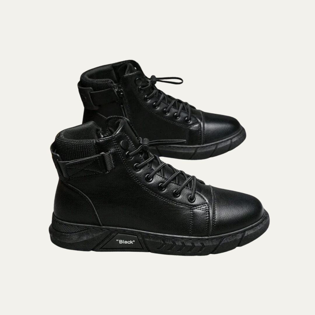 Mens High-Top Sneaker Boot with Strap and Lug Sole - BritishMode