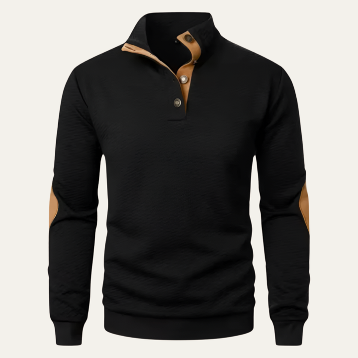 Mens Knit Sweater High Collar Contrast Detail
