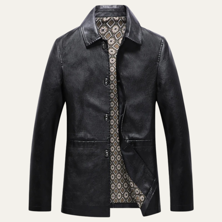 Mens Leather Button-Up Jacket Winter Style - BritishMode