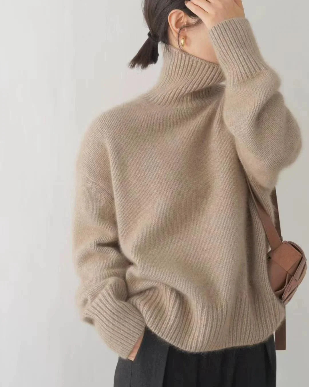 Womens Turtleneck Jumper Sweater Cozy Fit