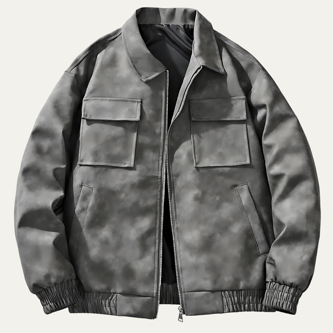 Mens Bomber Jacket Relaxed Fit with Chest Flap Pockets - BritishMode