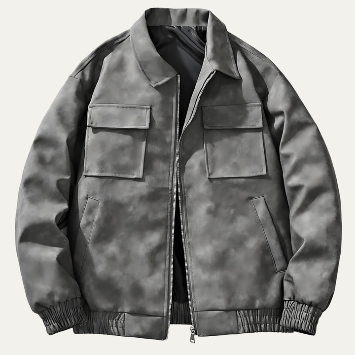 Mens Bomber Jacket Relaxed Fit with Chest Flap Pockets - BritishMode