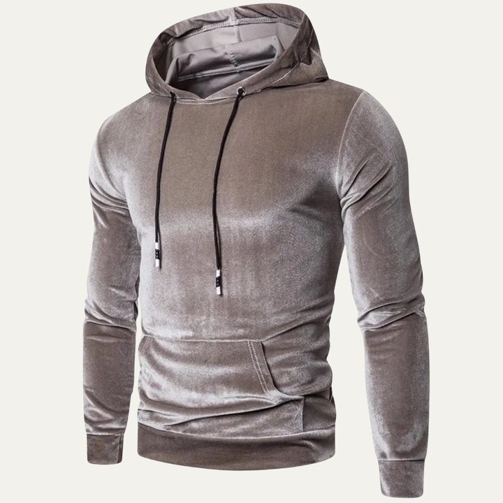 Mens Velvet Pullover Hoodie Kangaroo Pocket - BritishMode