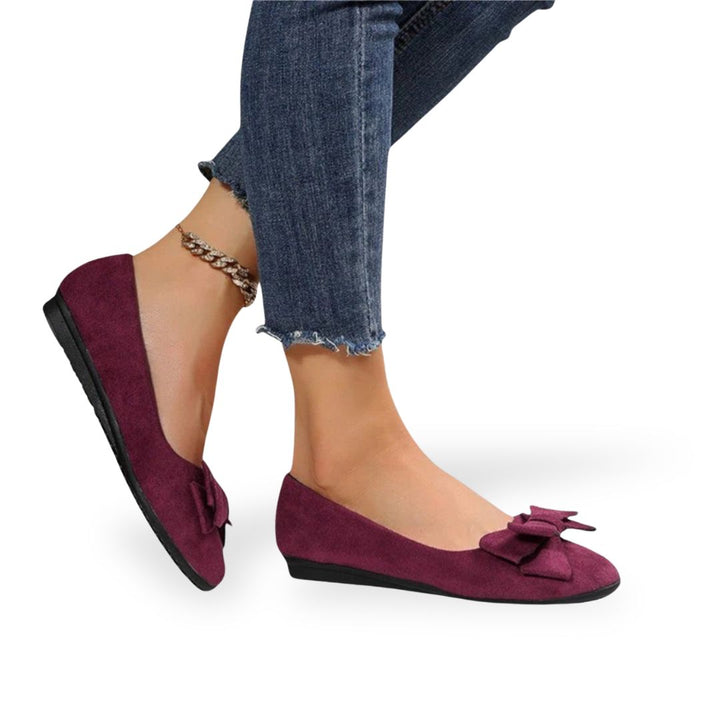 Womens Orthopedic Flats Suede Bow Detail - BritishMode