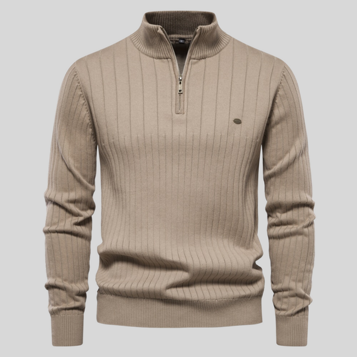 Mens Quarter Zip Sweater Classic Fit Cotton Blend