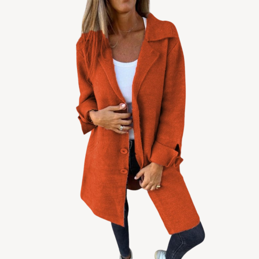 Womens Longline Wool Blend Coat Button Front