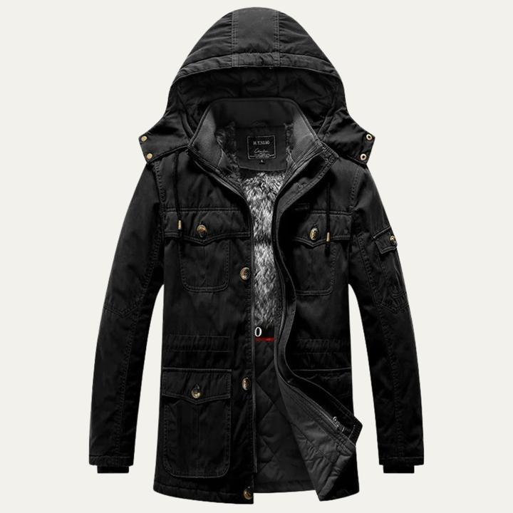 Mens Hooded Parka Jacket with Fleece Lining Winter Fit - BritishMode