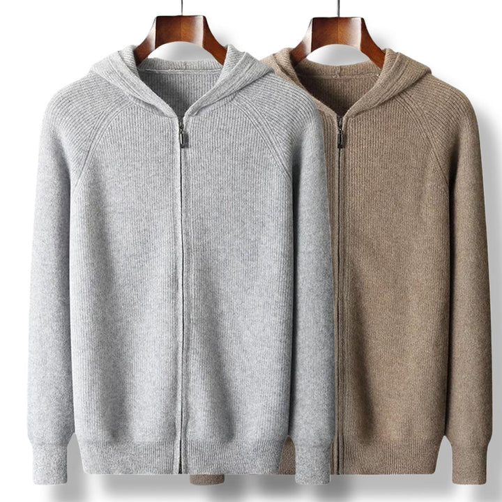 Mens Cashmere Knit Vest with Zipper and Hood