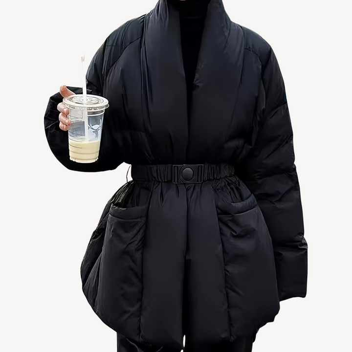 Womens Puffer Jacket Polyester Belted Fit - BritishMode