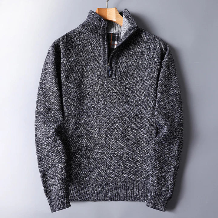 Mens Knit Sweater Zip-Up Comfortable Fit