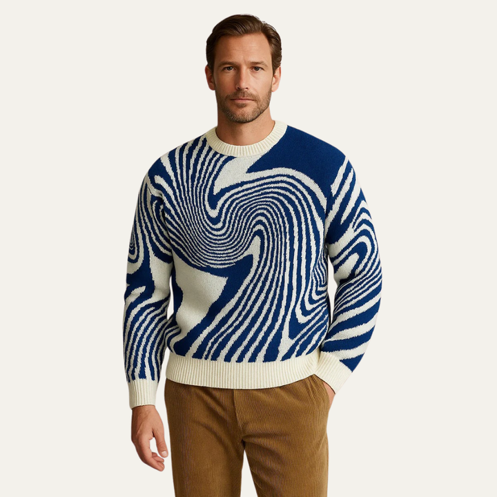 Mens Knit Sweater Psychedelic Pattern Regular Fit - BritishMode