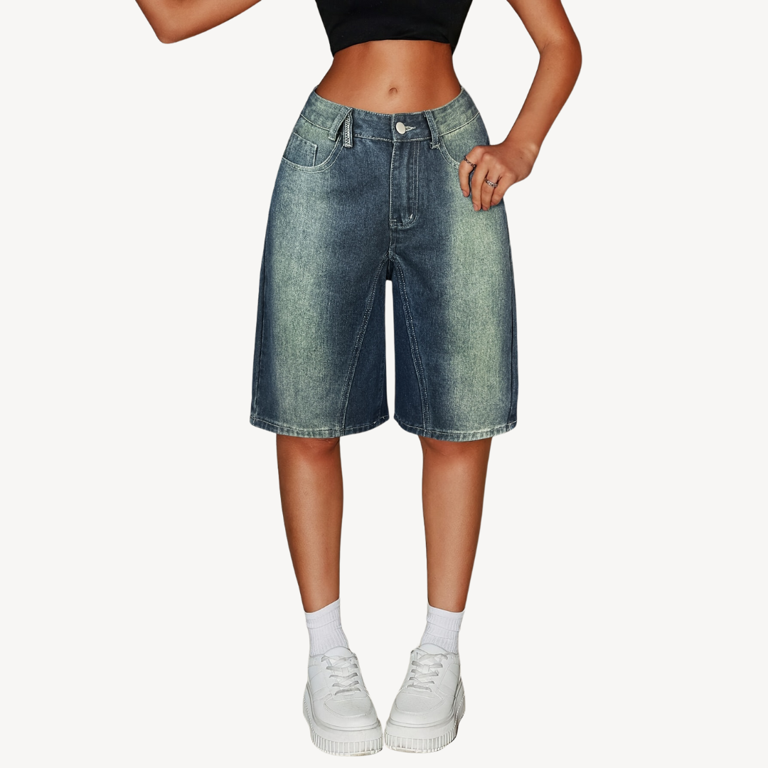 Womens Denim Bermuda Shorts Vintage Comfortable Fit - BritishMode