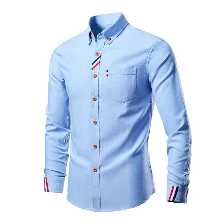 Mens Long Sleeve Button-Down Shirt Relaxed Fit - BritishMode