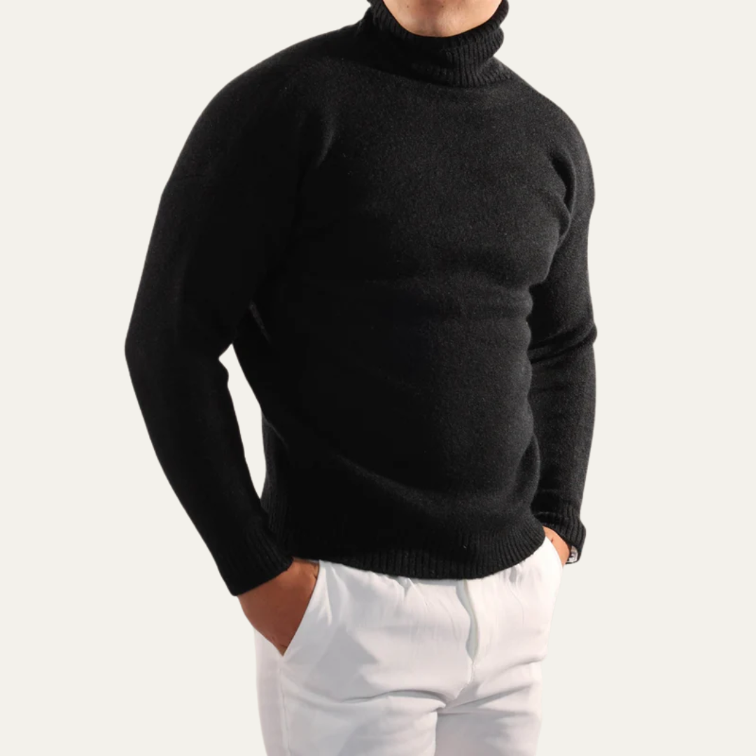 Mens Oversized Turtleneck Sweater Plush Knit - BritishMode