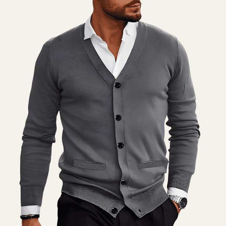 Mens Button Cardigan Fine Knit Classic Fit - BritishMode