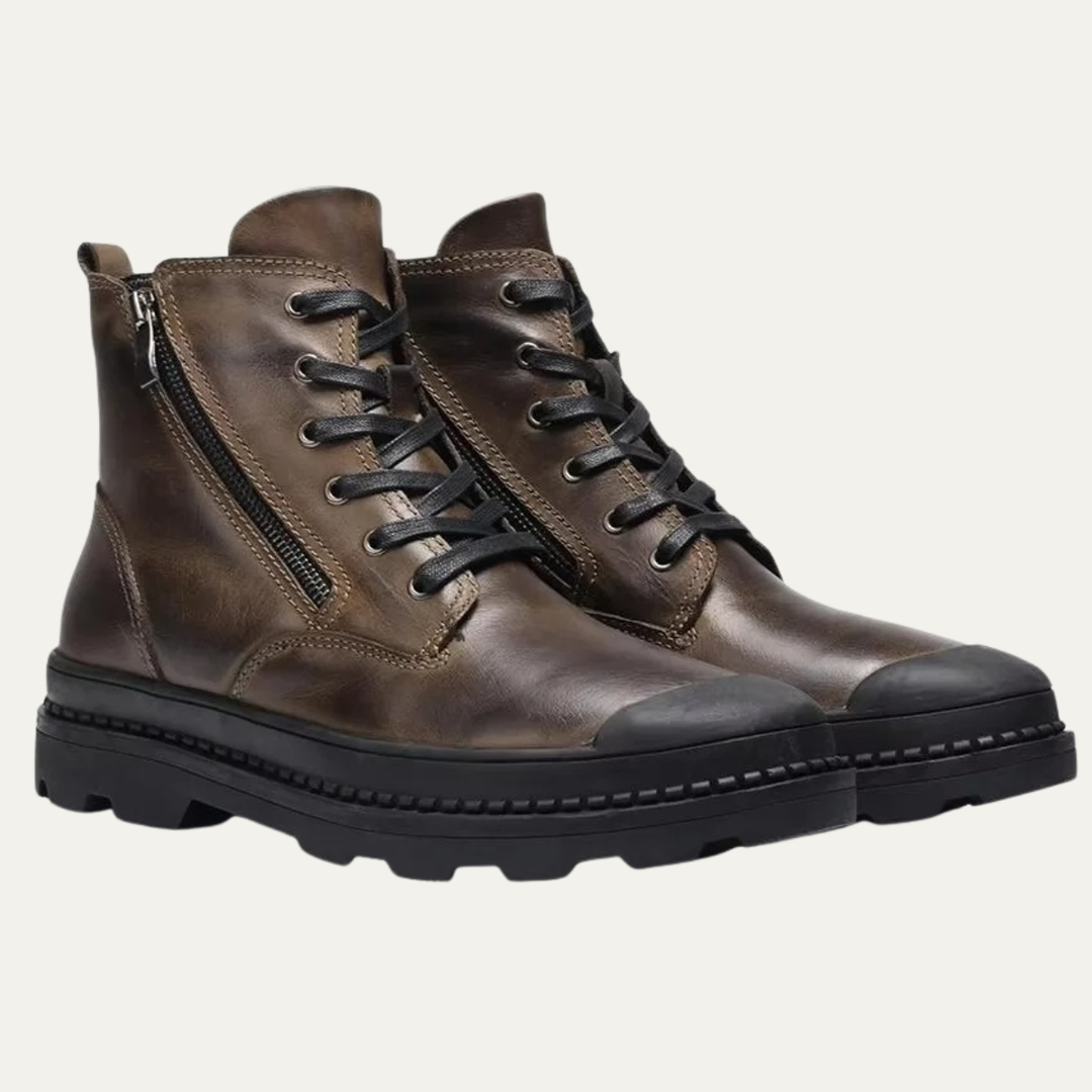 Mens Leather Ankle Boots Fur Lined Warm Winter - BritishMode