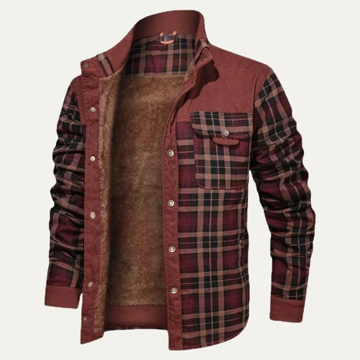 Mens Winter Jacket Plaid Check Warm Fit