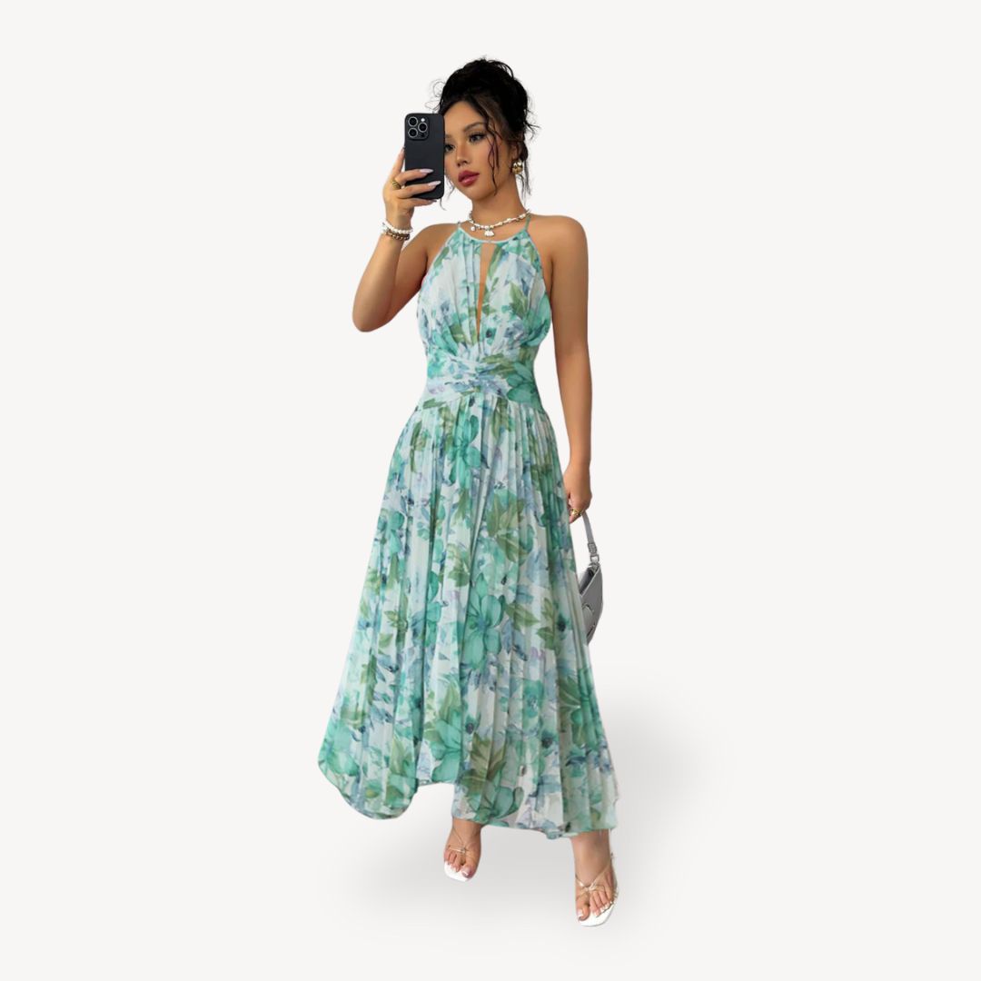 Womens Maxi Dress Chiffon Halter Neck - BritishMode