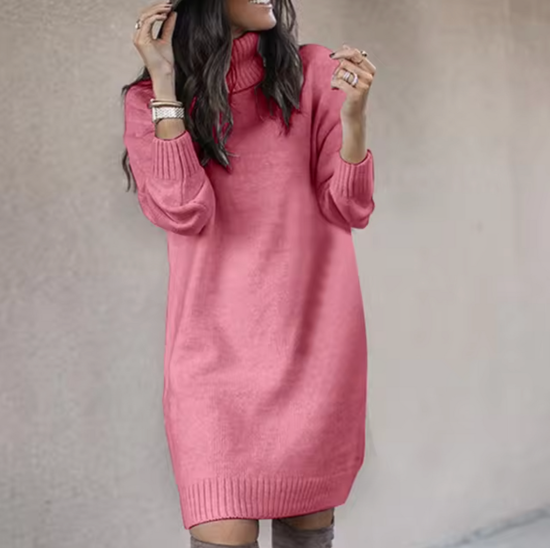 Womens Sweater Dress Turtleneck Knit Winter Style - BritishMode