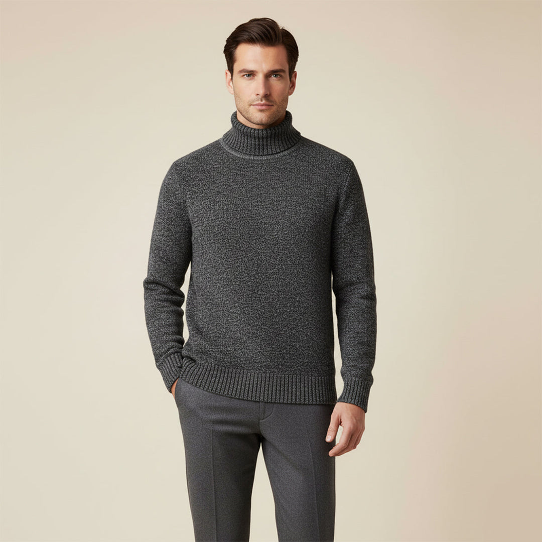Mens Merino Wool Turtleneck Sweater Slim Fit