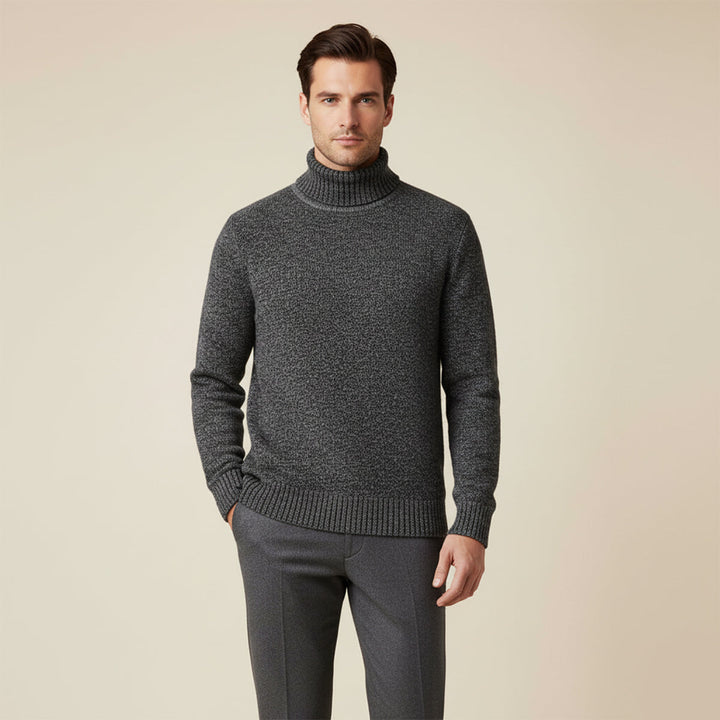 Mens Merino Wool Turtleneck Sweater Slim Fit
