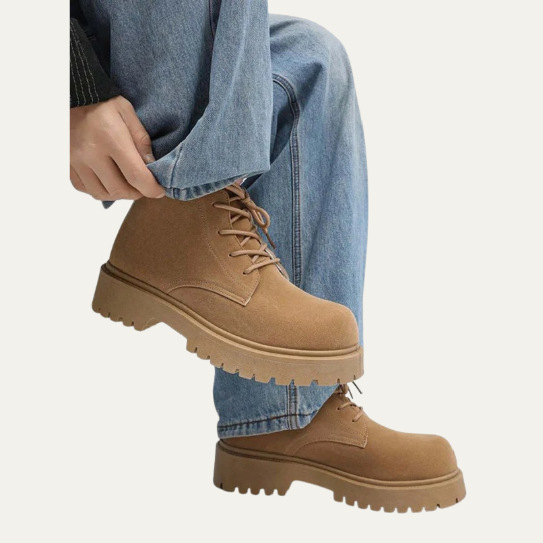Mens Ankle Boots Lace-Up Lug Sole Classic Style - BritishMode