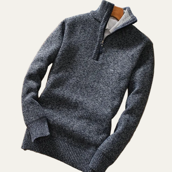 Mens Mock Neck Sweater Quarter Zip Knit