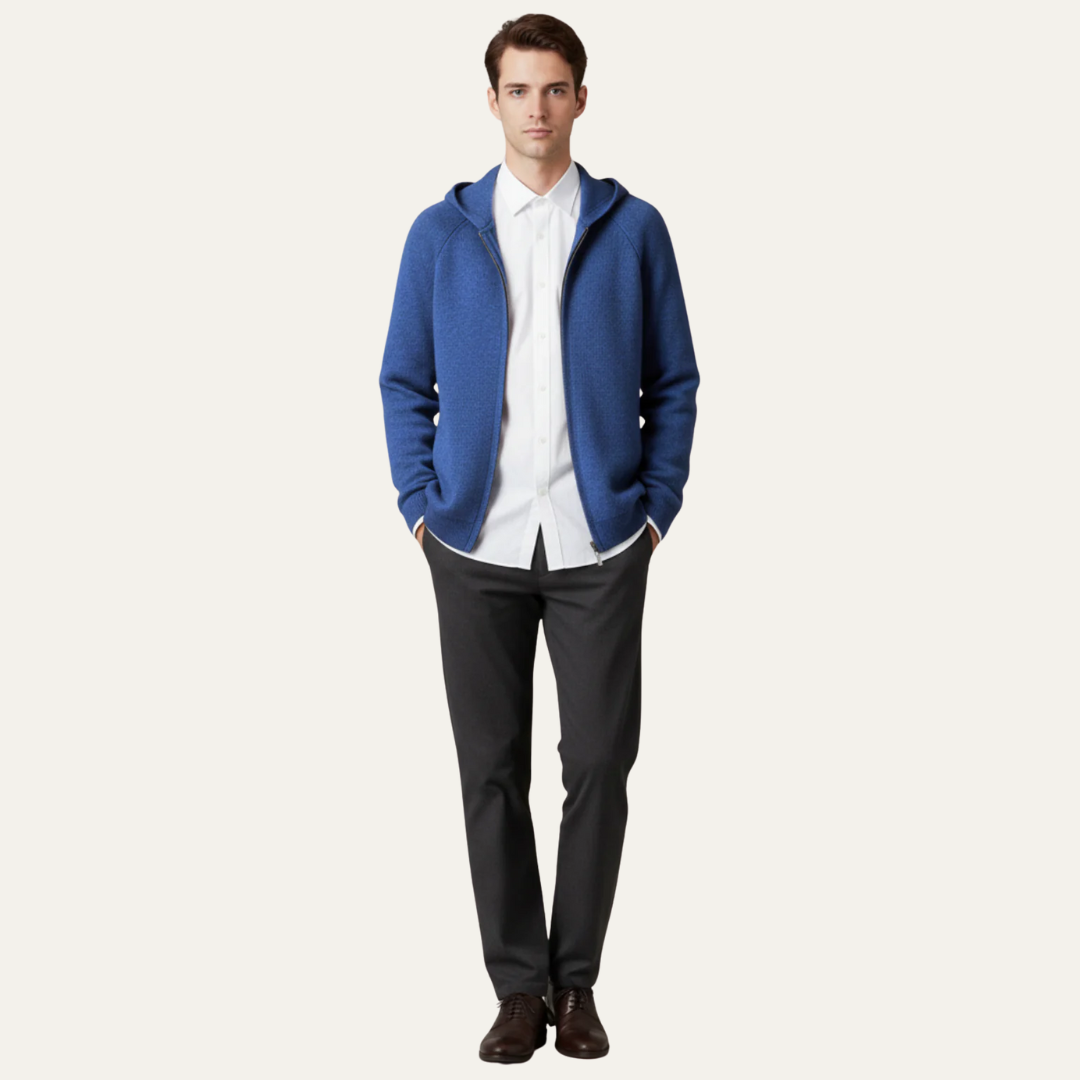 Mens Knit Cardigan Full Zip Hooded