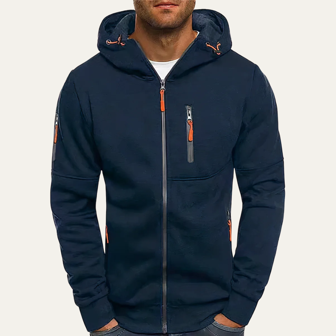 Mens Hooded Sweatshirt Full Zip Functional Fit - BritishMode